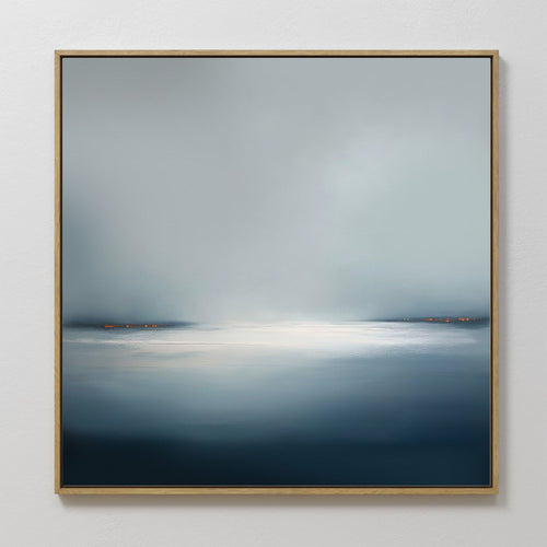 Emberline Stillness – blue coastal canvas wall art print by Aspire Prints