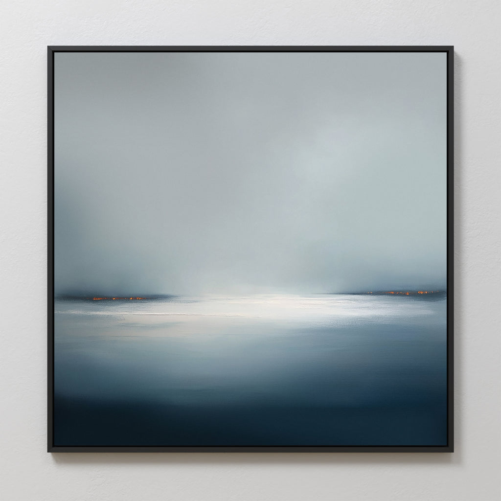 Emberline Stillness – blue coastal canvas wall art print by Aspire Prints