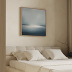 Emberline Stillness – blue coastal canvas wall art print by Aspire Prints