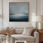 Emberline Stillness – blue coastal canvas wall art print by Aspire Prints