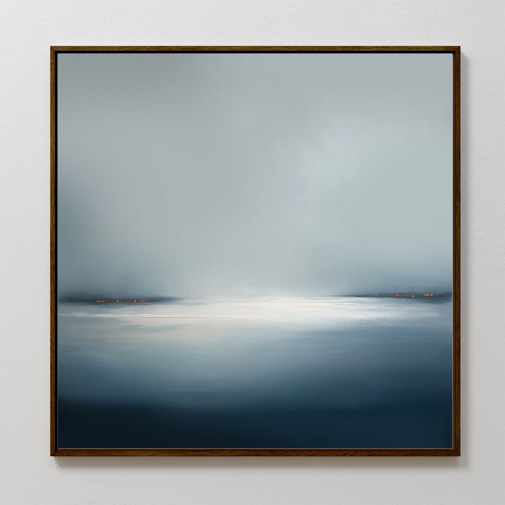 Emberline Stillness – blue coastal canvas wall art print by Aspire Prints
