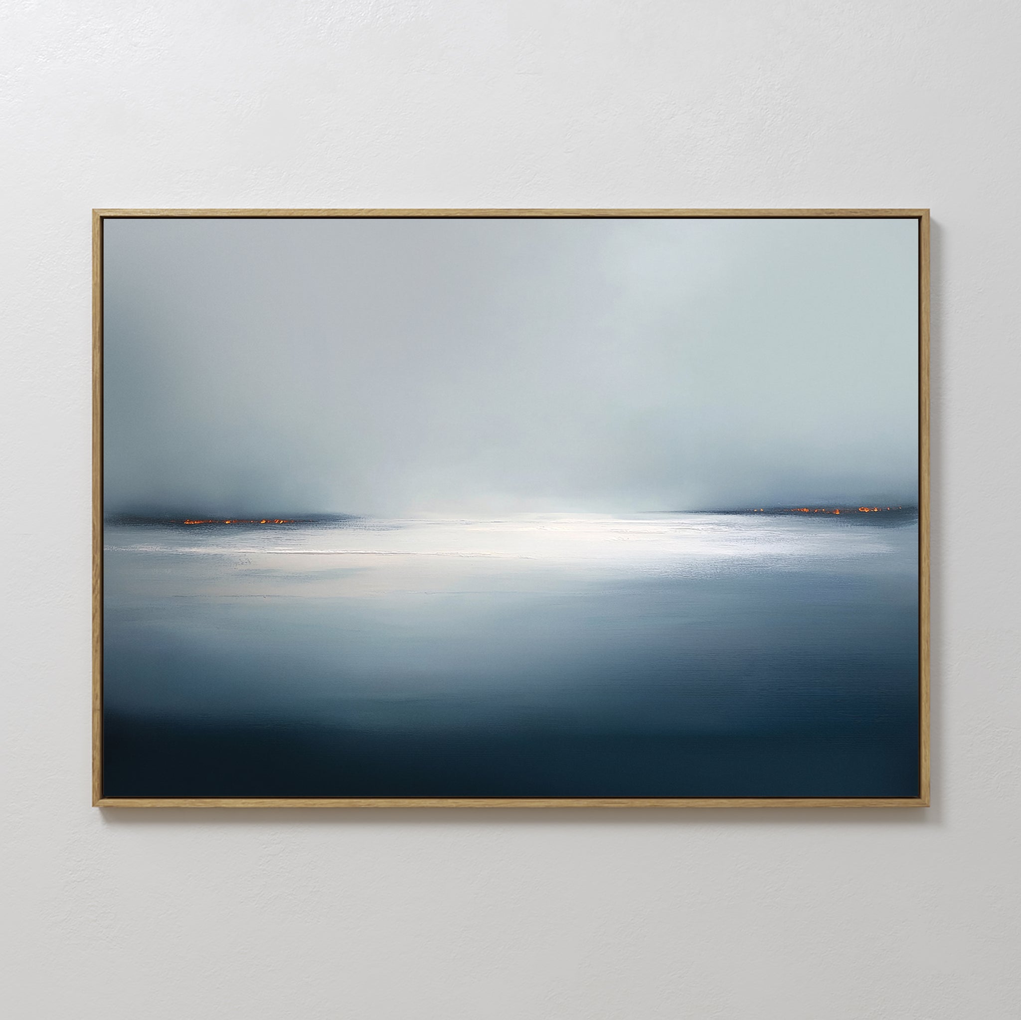 Emberline Stillness – blue coastal canvas wall art print by Aspire Prints