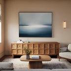 Emberline Stillness – blue coastal canvas wall art print by Aspire Prints