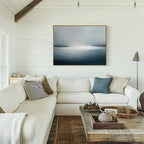 Emberline Stillness – blue coastal canvas wall art print by Aspire Prints
