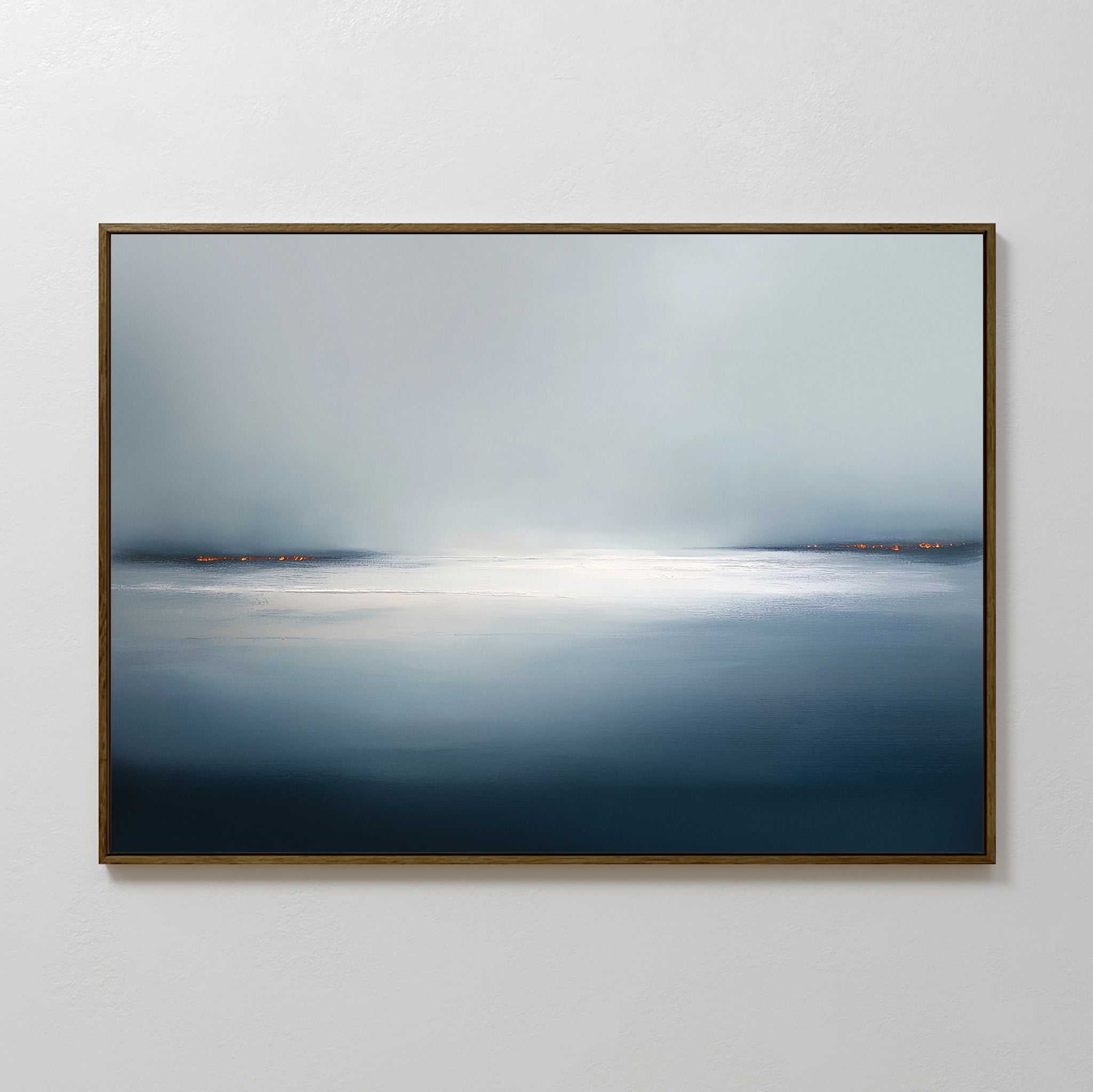Emberline Stillness – blue coastal canvas wall art print by Aspire Prints