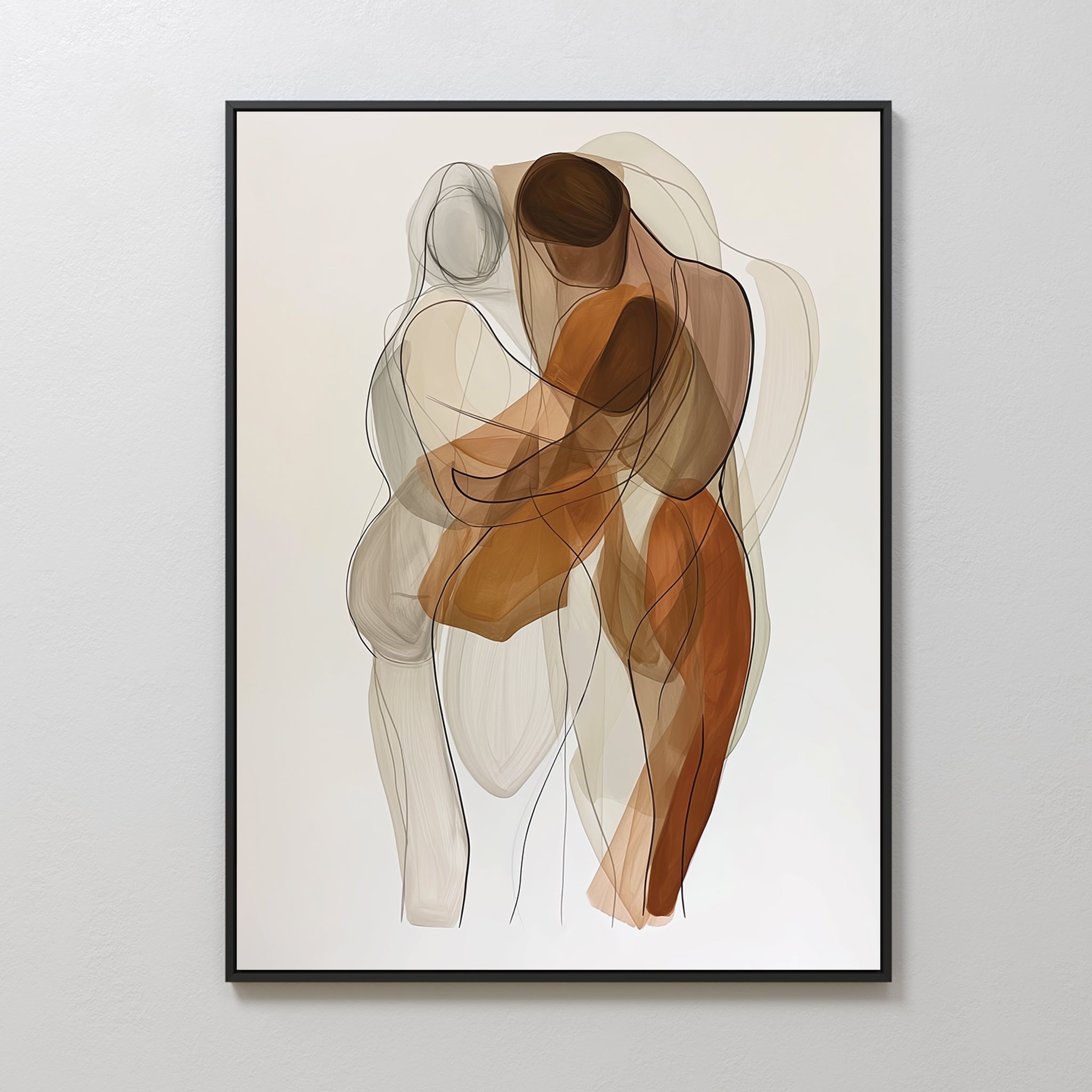 Tender Hold – earthy brown abstract canvas wall art print by Aspire Prints