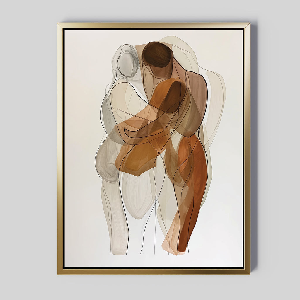 Tender Hold – earthy brown abstract canvas wall art print by Aspire Prints