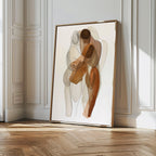 Tender Hold – earthy brown abstract canvas wall art print by Aspire Prints