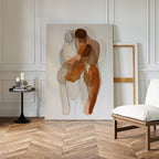 Tender Hold – earthy brown abstract canvas wall art print by Aspire Prints