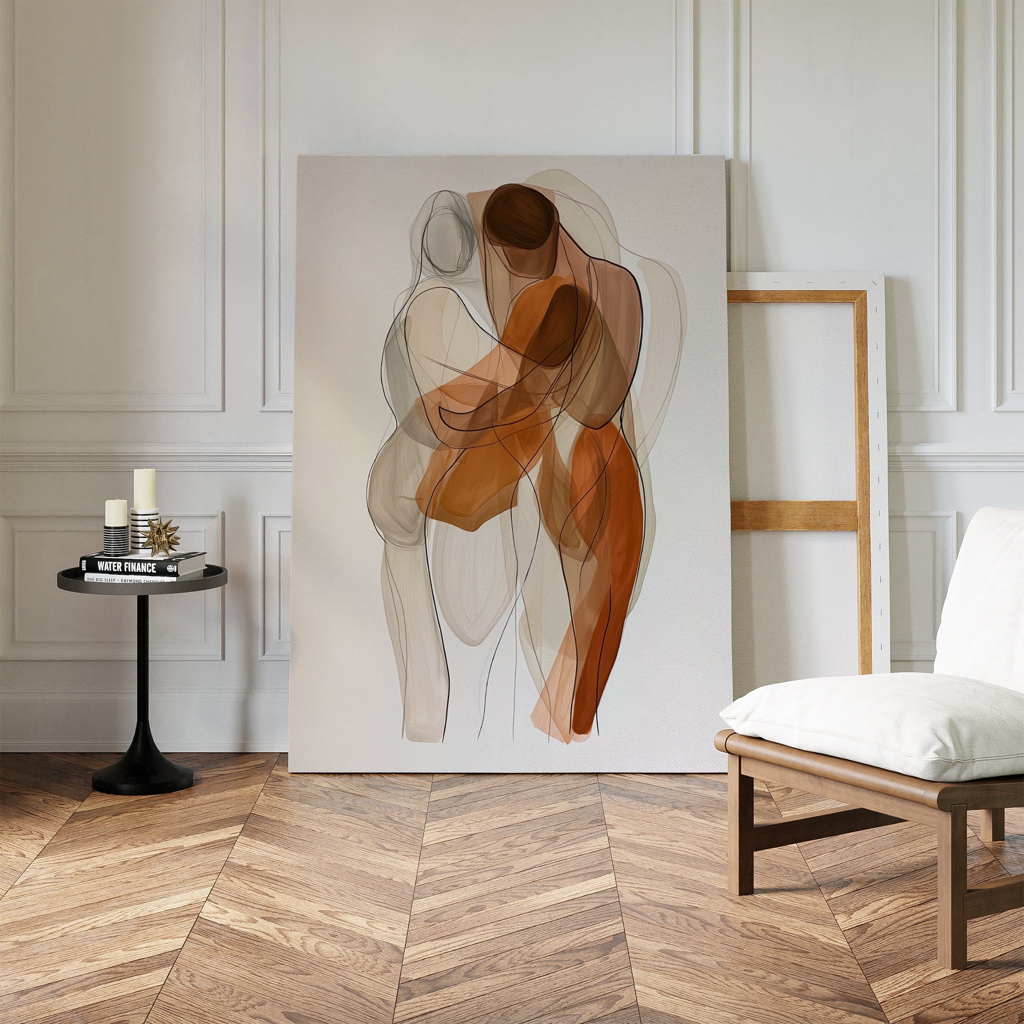 Tender Hold – earthy brown abstract canvas wall art print by Aspire Prints