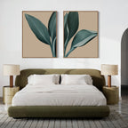 Verdant Hush – Set of 2 Canvas Prints set of 2 – green botanical canvas wall art by Aspire Prints
