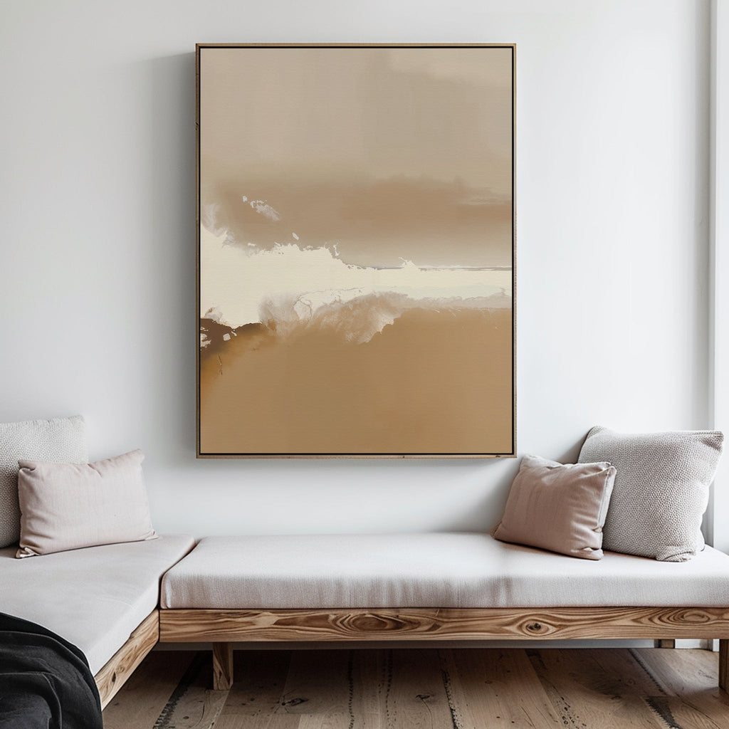 Whispers of the Open Plain – beige and white abstract canvas wall art print by Aspire Prints