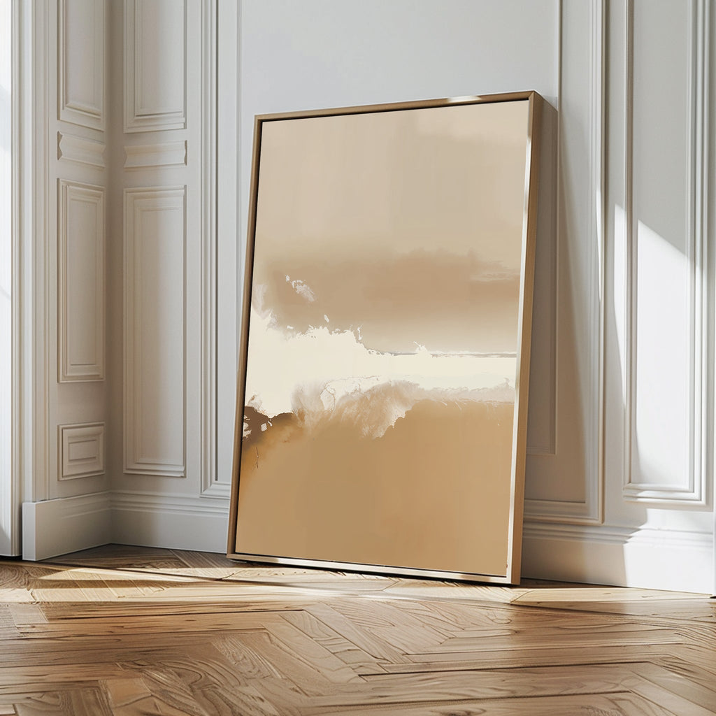 Whispers of the Open Plain – beige and white abstract canvas wall art print by Aspire Prints