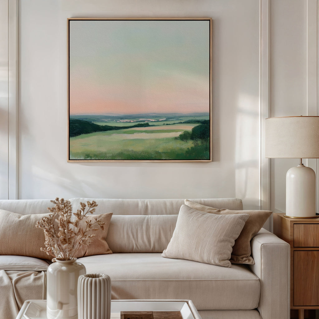 Whispers of Twilight – green landscape canvas wall art print by Aspire Prints