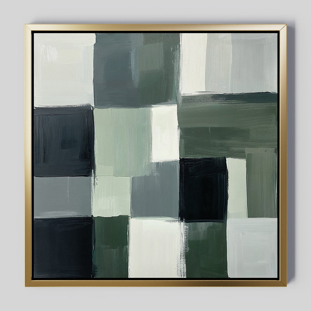 Whispers of the Pinewood – green abstract canvas wall art print by Aspire Prints