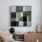 Whispers of the Pinewood – green abstract canvas wall art print by Aspire Prints