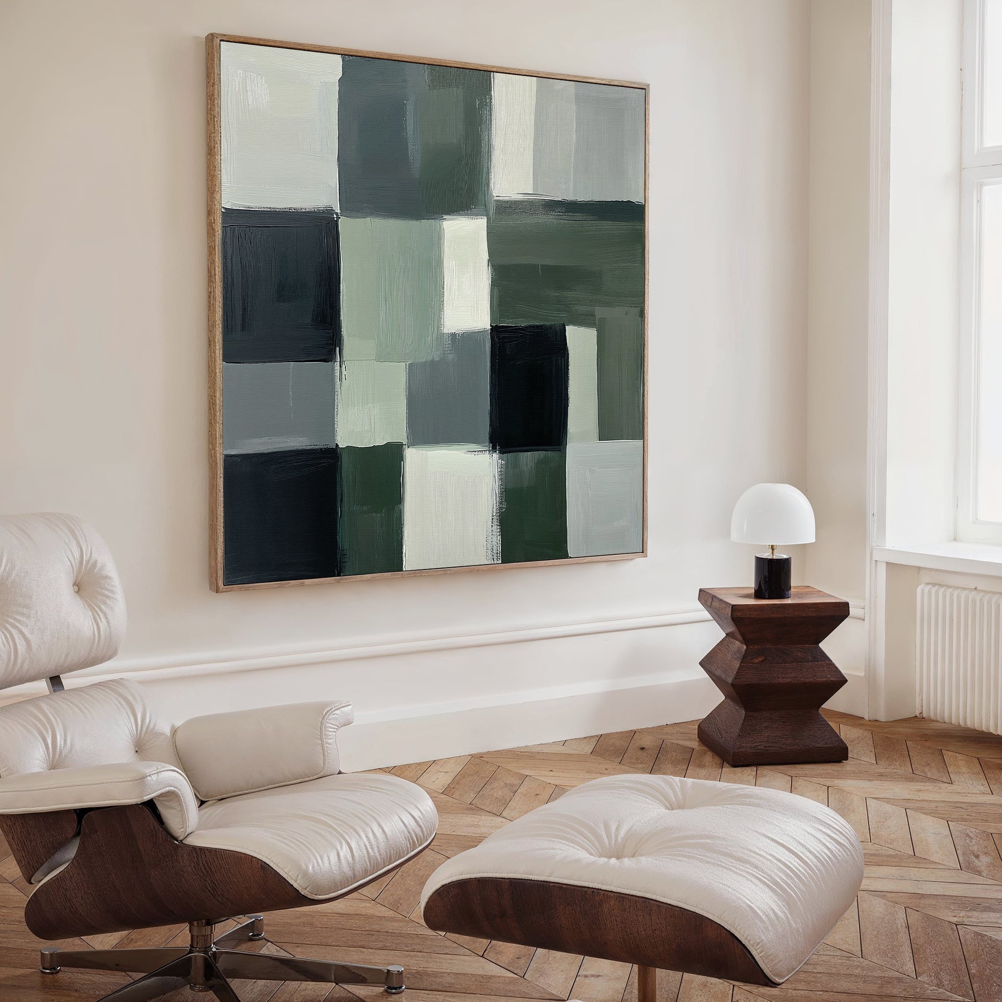 Whispers of the Pinewood – green abstract canvas wall art print by Aspire Prints