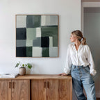 Whispers of the Pinewood – green abstract canvas wall art print by Aspire Prints