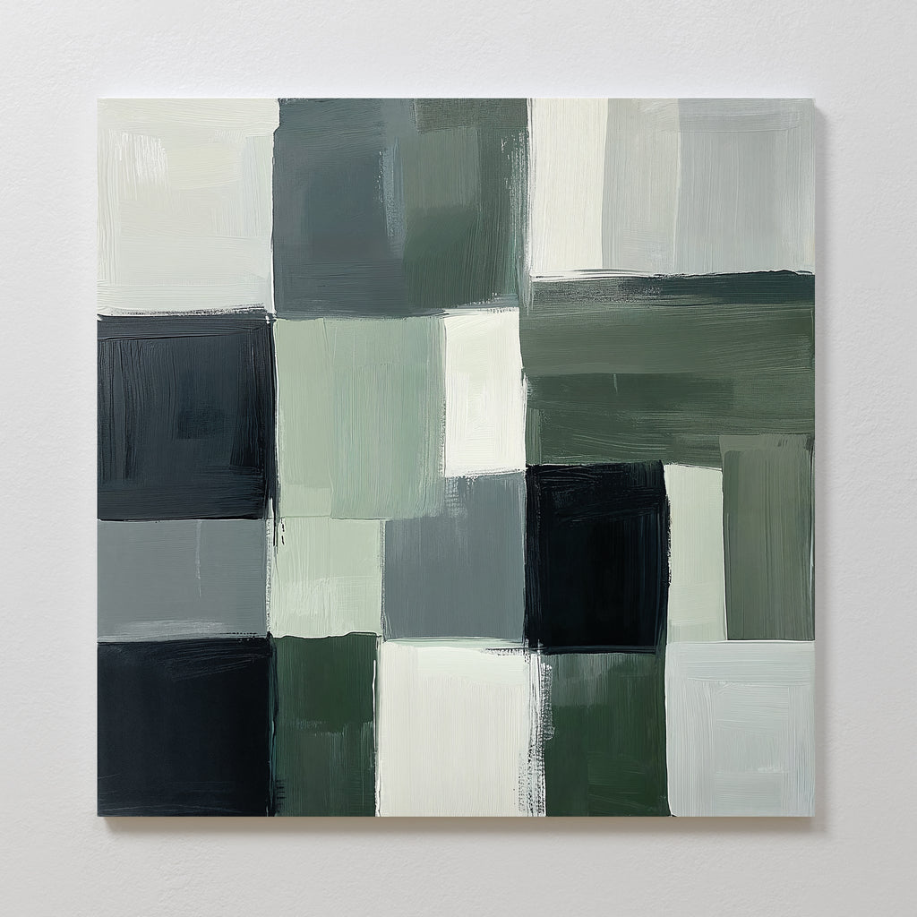 Whispers of the Pinewood – green abstract canvas wall art print by Aspire Prints
