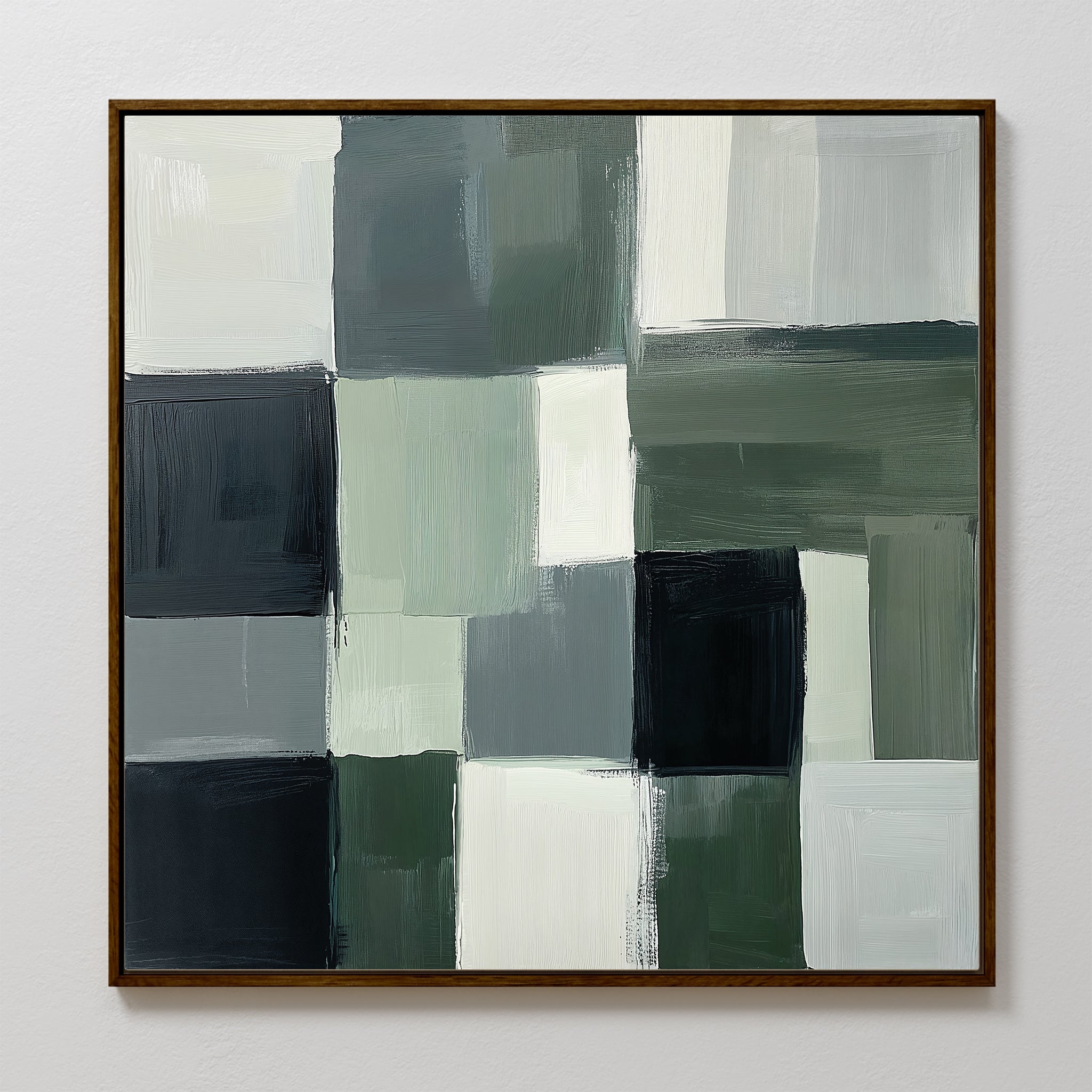 Whispers of the Pinewood – green abstract canvas wall art print by Aspire Prints