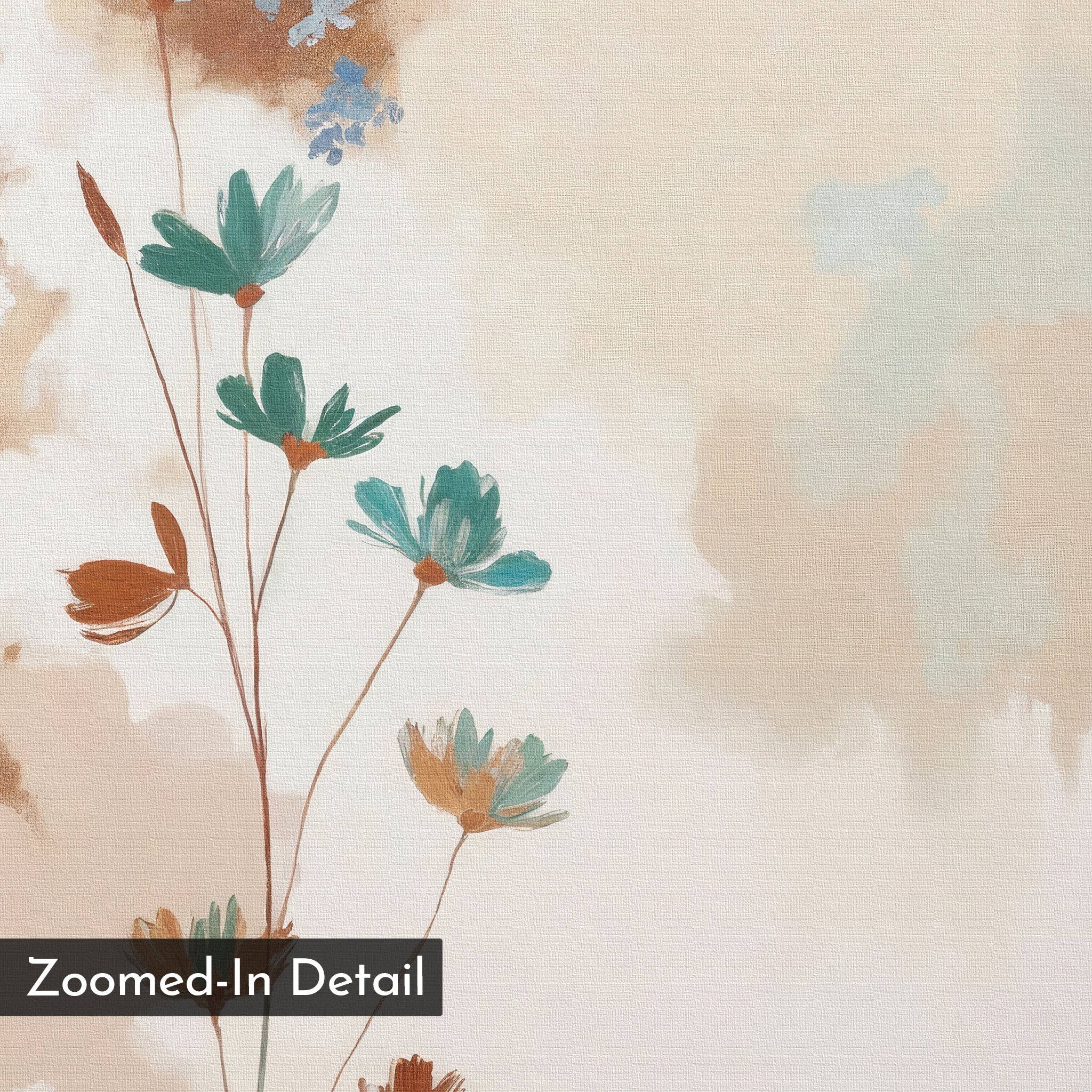 Whispers of Bloom – beige and white botanical canvas wall art print by Aspire Prints