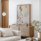 Whispers of Bloom – beige and white botanical canvas wall art print by Aspire Prints
