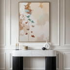Whispers of Bloom – beige and white botanical canvas wall art print by Aspire Prints