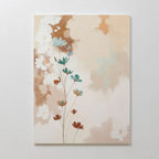Whispers of Bloom – beige and white botanical canvas wall art print by Aspire Prints