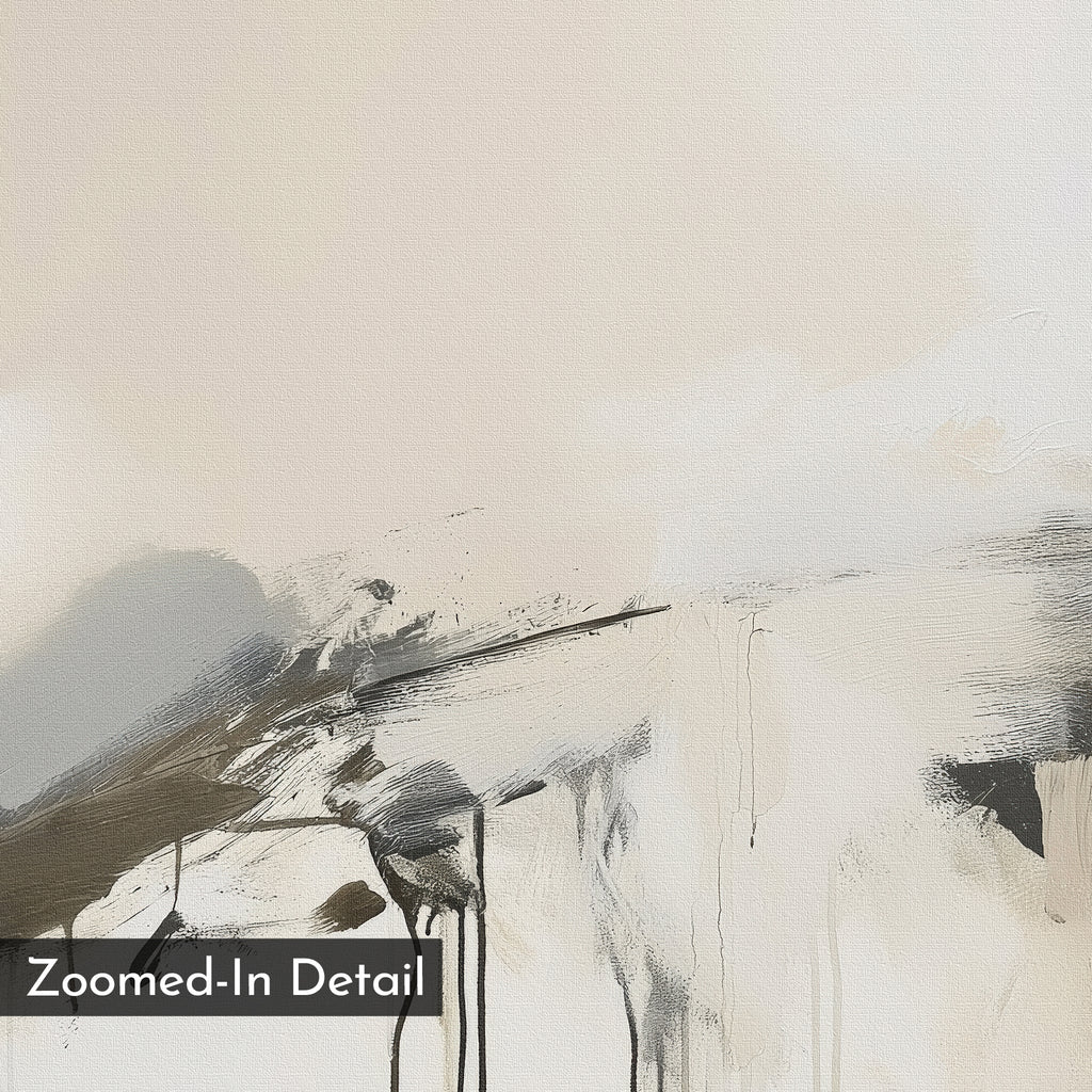 Whispers of Quiet Earth – beige and white abstract canvas wall art print by Aspire Prints