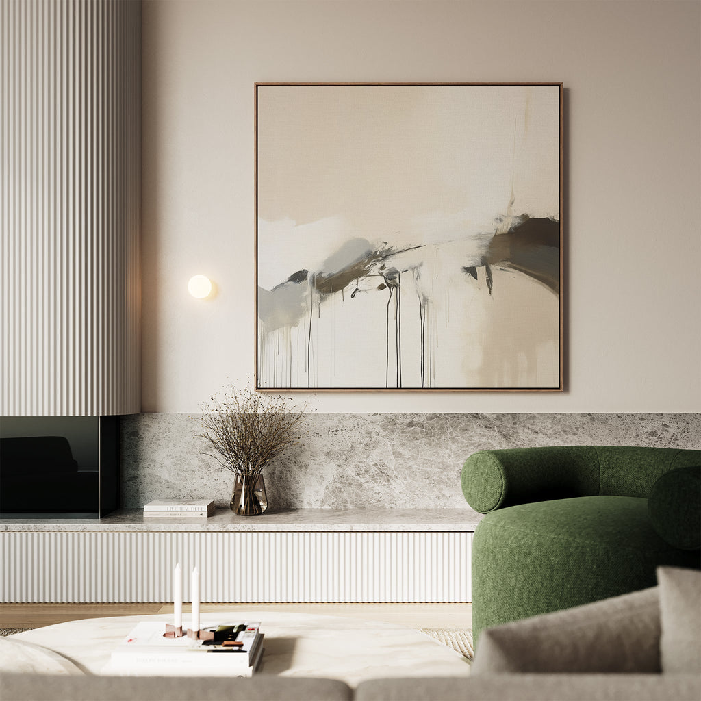 Whispers of Quiet Earth – beige and white abstract canvas wall art print by Aspire Prints