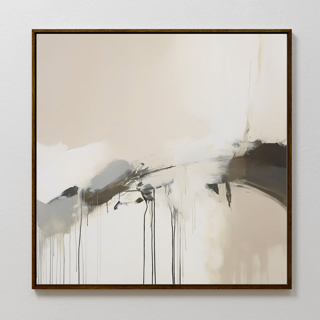 Whispers of Quiet Earth – beige and white abstract canvas wall art print by Aspire Prints