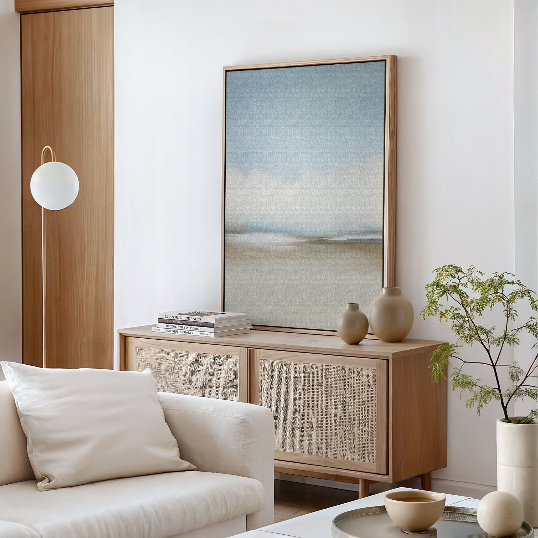 Whispering Horizons – neutral-toned cloud canvas wall art print by Aspire Prints
