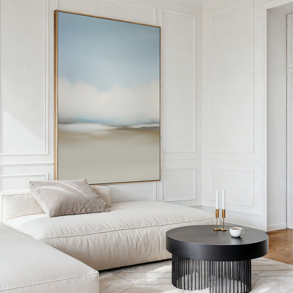 Whispering Horizons – neutral-toned cloud canvas wall art print by Aspire Prints