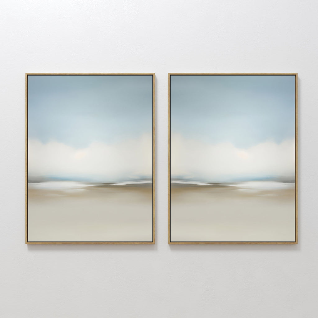 Whispering Horizons Diptych – Set of 2 Canvas Prints set of 2 – neutral-toned cloud canvas wall art by Aspire Prints