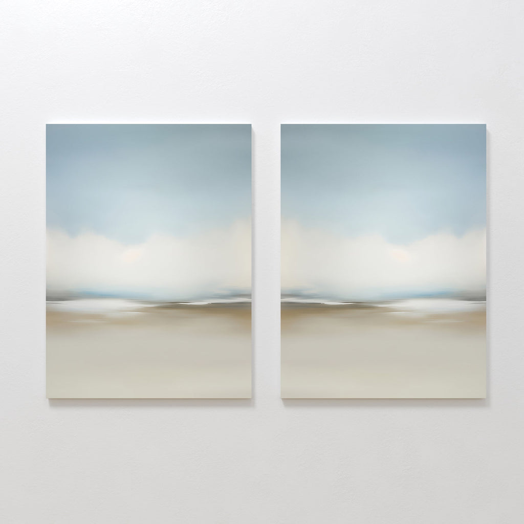 Whispering Horizons Diptych – Set of 2 Canvas Prints set of 2 – neutral-toned cloud canvas wall art by Aspire Prints