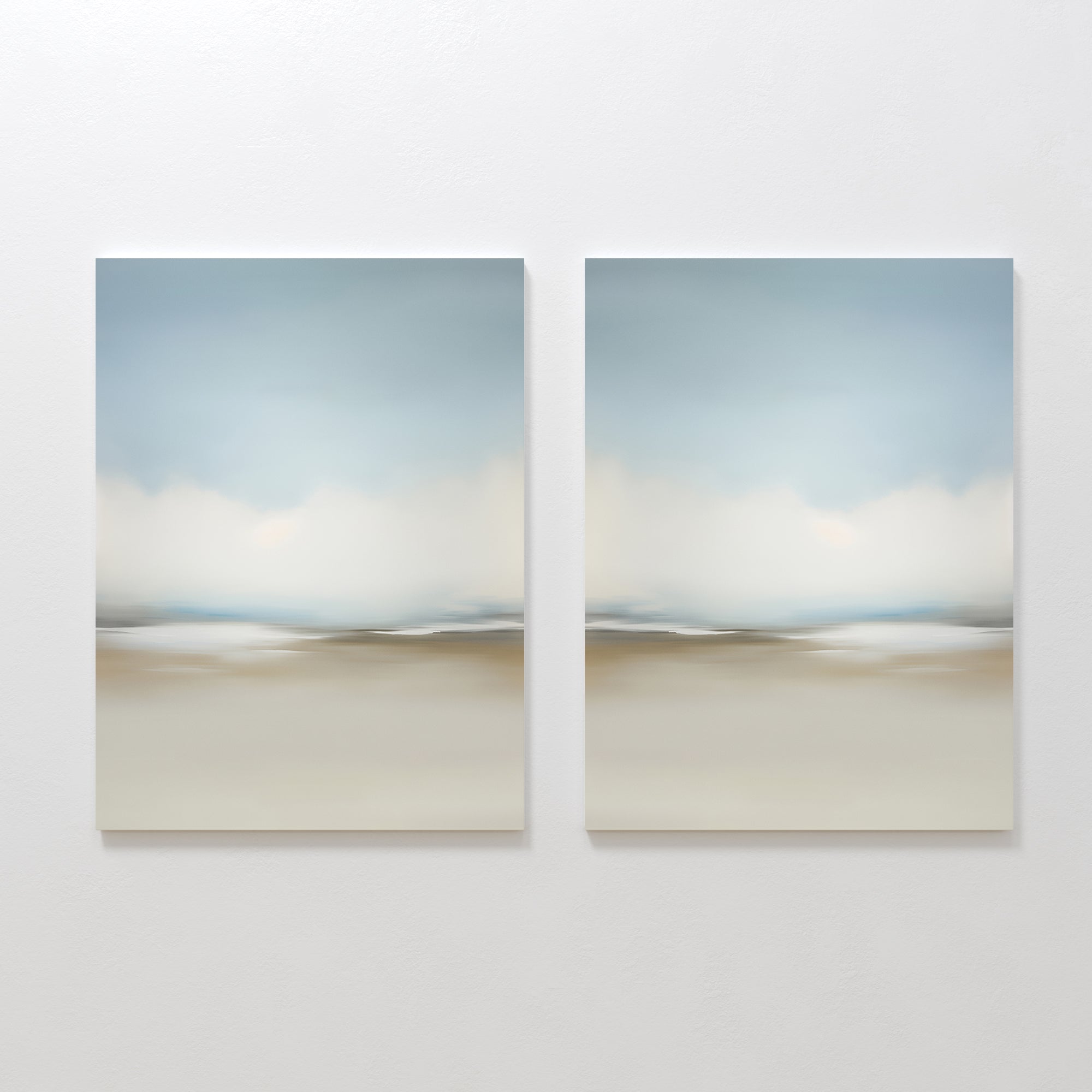 Whispering Horizons Diptych – Set of 2 Canvas Prints set of 2 – neutral-toned cloud canvas wall art by Aspire Prints