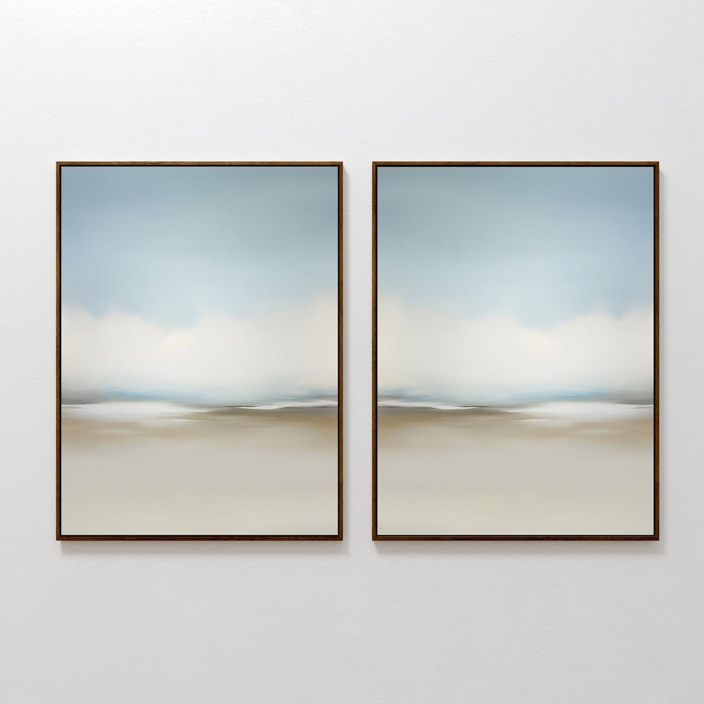 Whispering Horizons Diptych – Set of 2 Canvas Prints set of 2 – neutral-toned cloud canvas wall art by Aspire Prints
