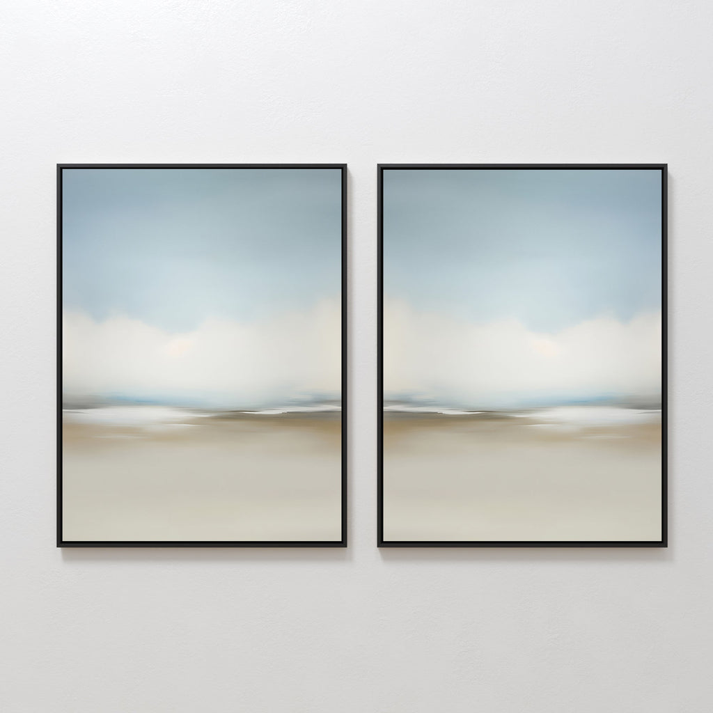 Whispering Horizons Diptych – Set of 2 Canvas Prints set of 2 – neutral-toned cloud canvas wall art by Aspire Prints