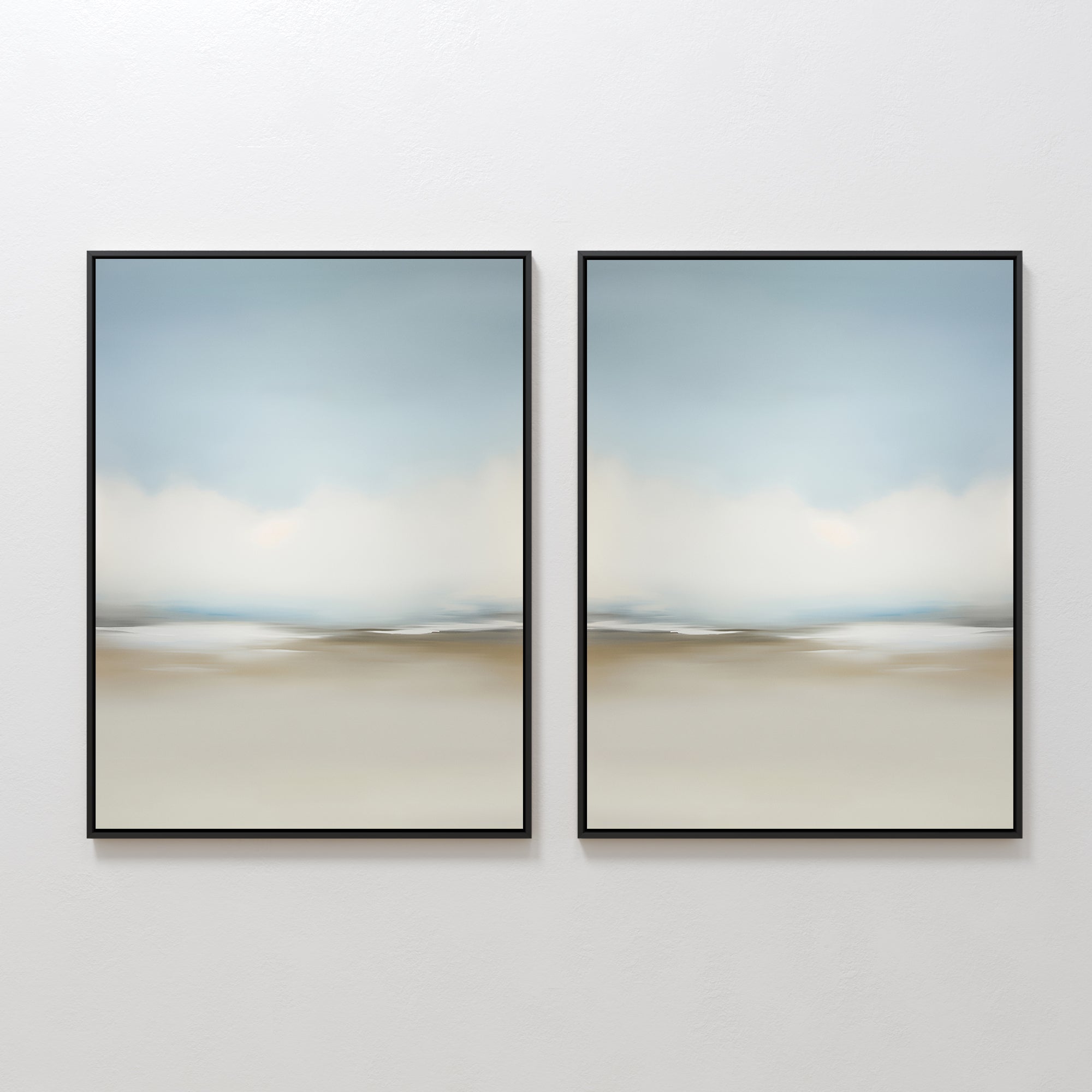 Whispering Horizons Diptych – Set of 2 Canvas Prints set of 2 – neutral-toned cloud canvas wall art by Aspire Prints