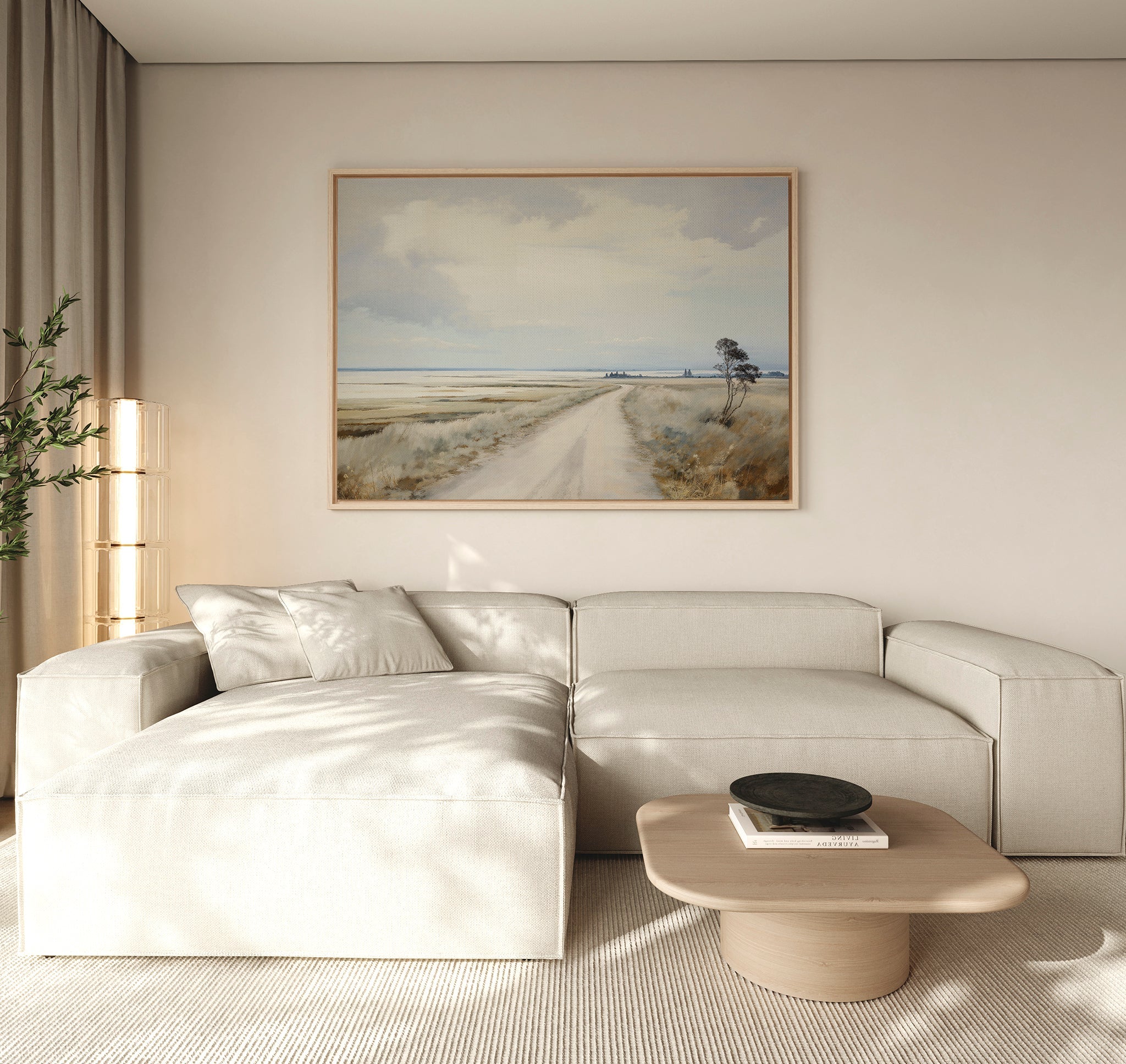 Where the Horizon Whispers – neutral-toned desert canvas wall art print by Aspire Prints