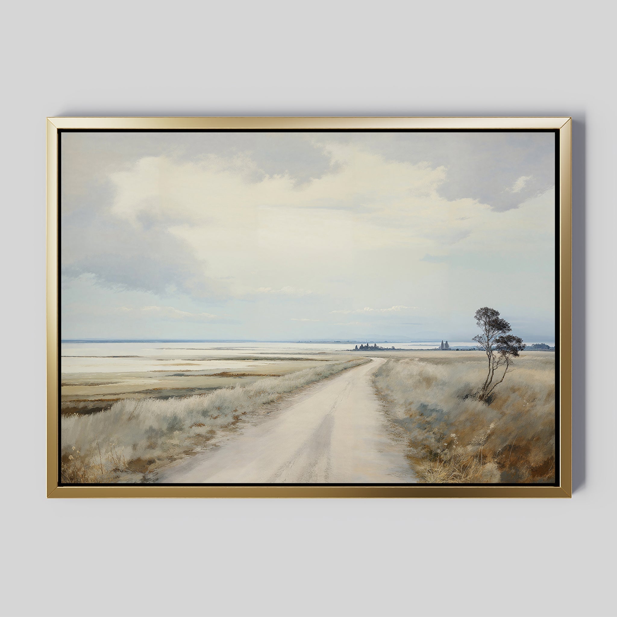 Where the Horizon Whispers – neutral-toned desert canvas wall art print by Aspire Prints
