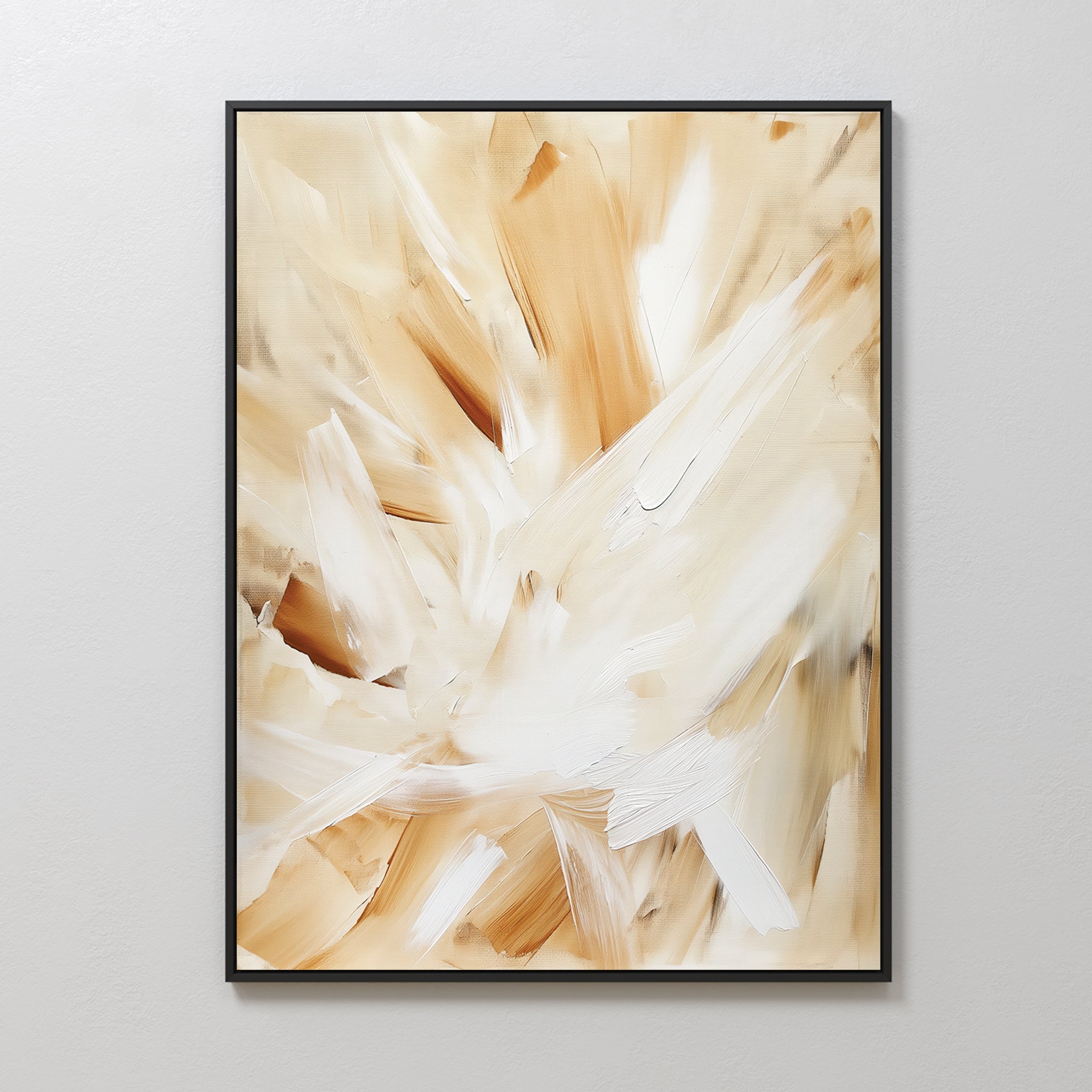 Whisper of Silk – beige and white abstract canvas wall art print by Aspire Prints
