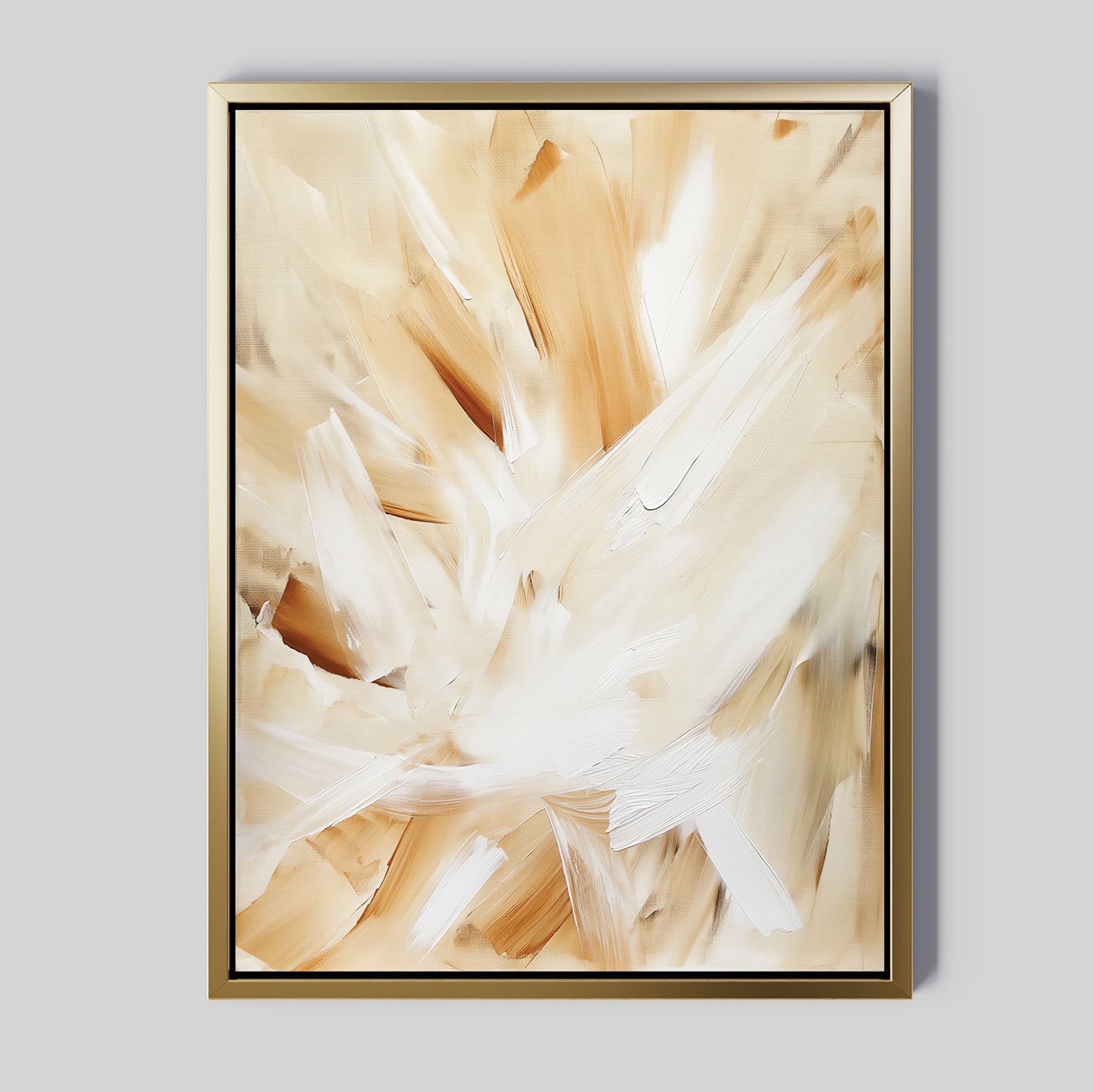 Whisper of Silk – beige and white abstract canvas wall art print by Aspire Prints
