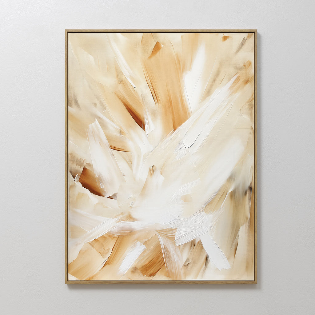 Whisper of Silk – beige and white abstract canvas wall art print by Aspire Prints