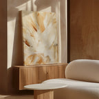 Whisper of Silk – beige and white abstract canvas wall art print by Aspire Prints