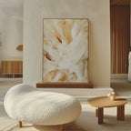 Whisper of Silk – beige and white abstract canvas wall art print by Aspire Prints