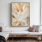 Whisper of Silk – beige and white abstract canvas wall art print by Aspire Prints