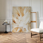 Whisper of Silk – beige and white abstract canvas wall art print by Aspire Prints