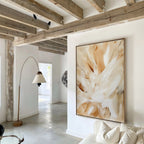 Whisper of Silk – beige and white abstract canvas wall art print by Aspire Prints