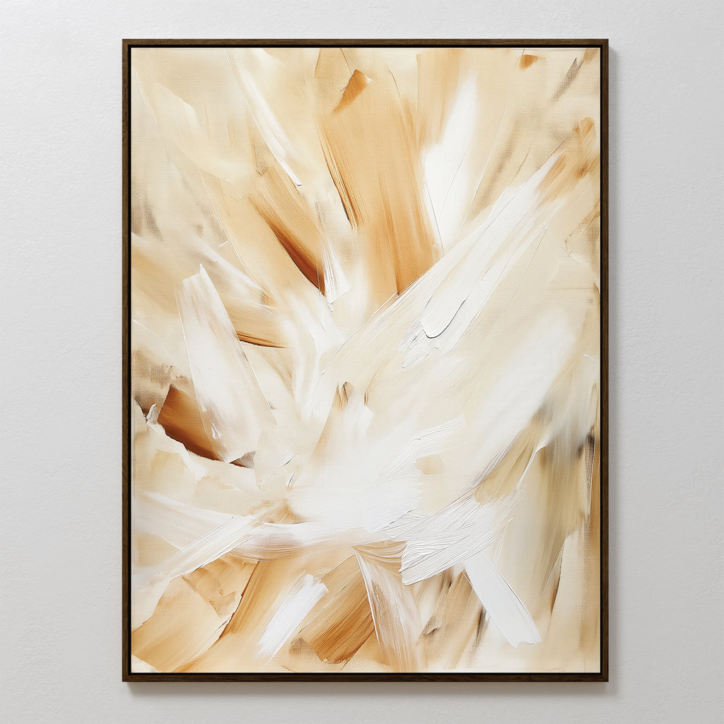 Whisper of Silk – beige and white abstract canvas wall art print by Aspire Prints